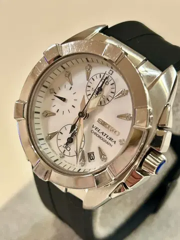 세이코 VELATURA 남성용 데이트 쿼츠 손목시계 작동품