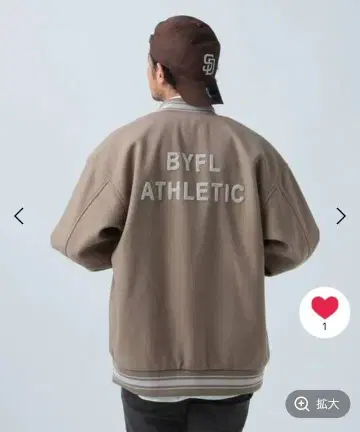 'BAYFLOW' ATHLETIC 베이지 바시티 자켓