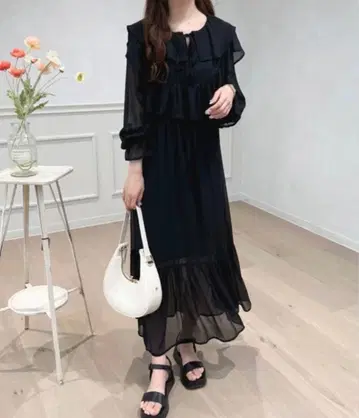 apres jour 양류 시어 프릴 원피스 한정판 아이템 블랙 계열