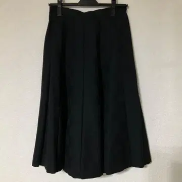 플레어 스커트 블랙 무릎 기장 블록 체크 블랙 종아리 기장