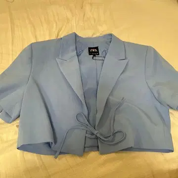 ZARA 스카이블루 크롭 반팔 자켓