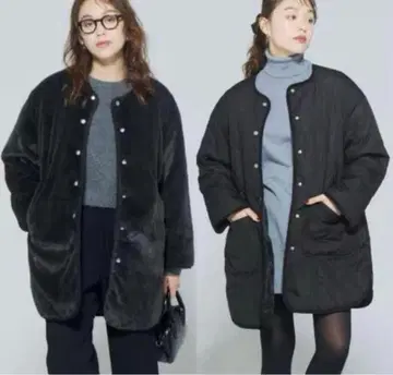 [ M 사이즈 ] coca 워셔블 리버서블 퍼 퀼팅 미들 코트