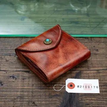 워시드 가죽 소가죽 브라운 미들 3단 폴더형 남성용 천연 가죽 지갑