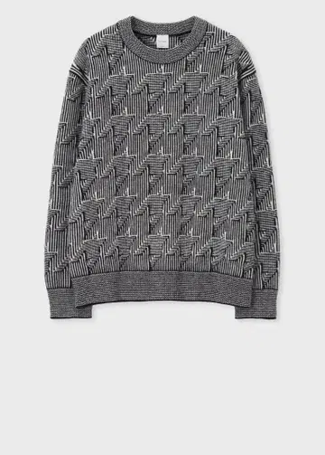 25AW 빅 하운드 투스 크루넥 니트