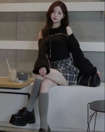 Darich 도킹 미들 허리 니트 미니 원피스