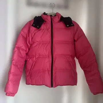 밀크 페도 후드 부착 핑크 다운 자켓