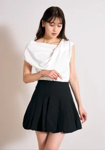 버블 코튼 미니 스커트