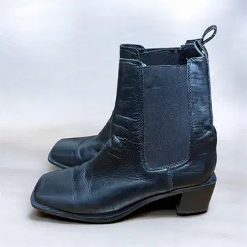 천연 가죽 사이드 고어 숏부츠 블랙 23.5cm