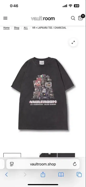 VAULTROOM 아카미 카루비 라프라스 다크니스 티셔츠 L 사이즈