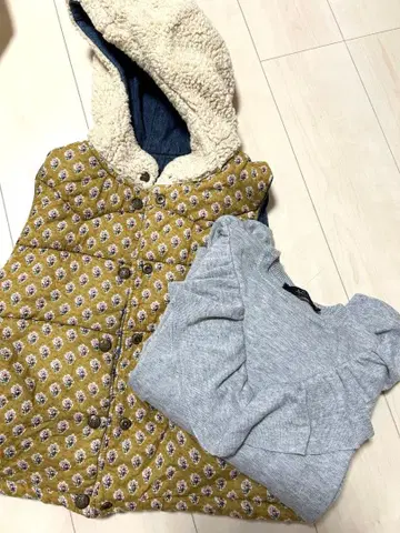 니트 원피스 후드 부착 베스트