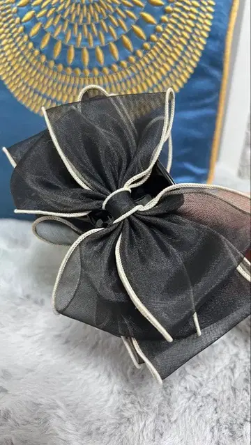 블랙 리본 헤어 액세서리