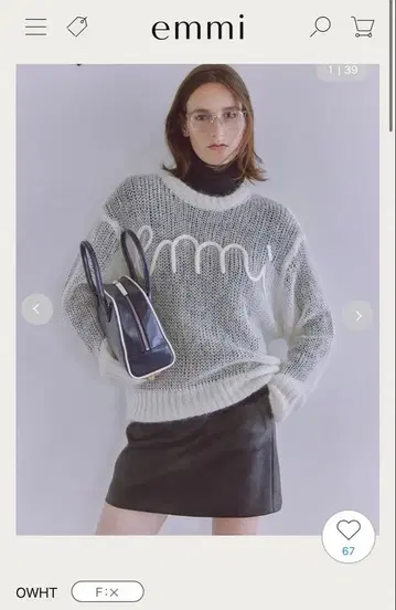 emmi 로고 모헤어 니트탑