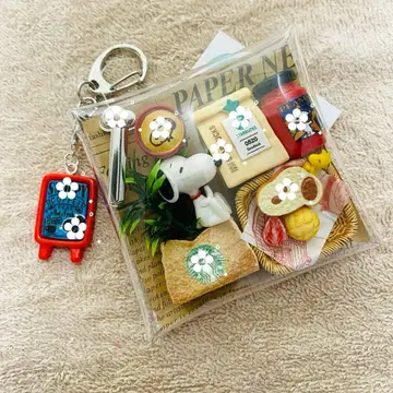 가챠 파우치 스누피 미니어처 카페풍 키링