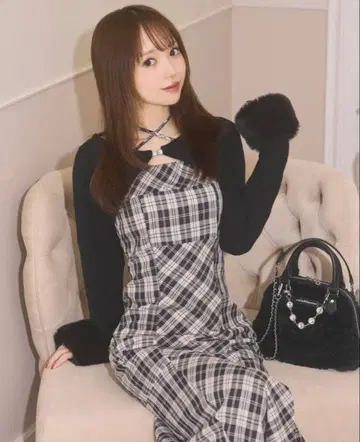 MichellMacaron 볼레로 체크 롱 원피스