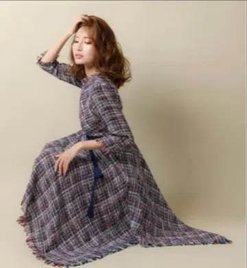 e'lffine 엘프 트위드 7부 기장 원피스 드레스 프린지