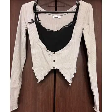 Darich 다리치 리본 레이스 레이어드 리브 상의