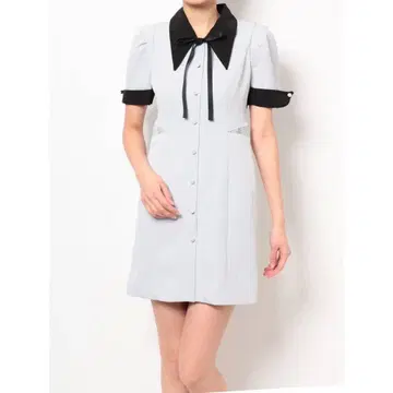 EATME 사이드 레이스 바이컬러 원피스 그레이