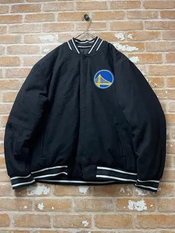 JH design 바시티 자켓 워리어스 리버서블 블랙 자수 구제 의류