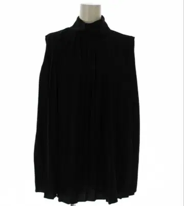 Mila Owen 플리츠 하이 칼라 슬리브리스