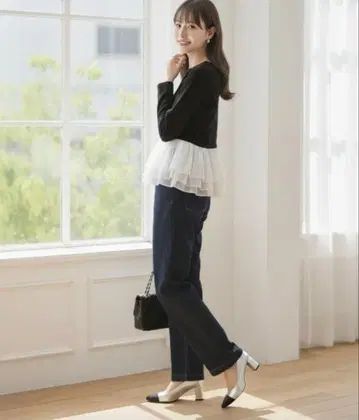 Lateru 긴팔 트레이닝복 프릴 레이어드 맨투맨 블랙