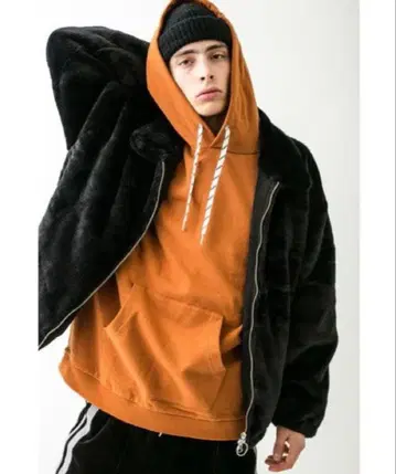 monkey time 퍼 블루종 블랙 L