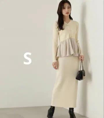 [ 새상품 ] 페플럼 내로우 니트 셋업 에크루 1 S 정가 14,960엔