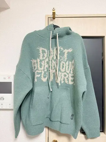 AJOBYAJO 민트 그린 후드 부착 후드티