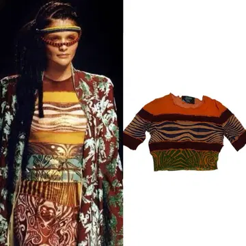 장 폴 고티에 SS 1996 RUNWAY 메쉬 반팔 숏 상의