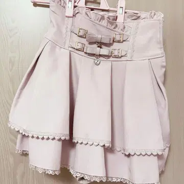 LIZLISA 2단 리본 벨트 치마바지 핑크