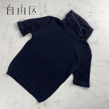 새상품급 자유구 반팔 썸머 니트 스웨터 블랙 38*QC490