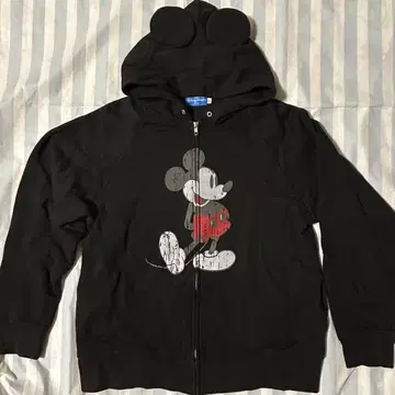 Disney 디즈니랜드 미키마우스 후드 부착 후드티 L 블랙
