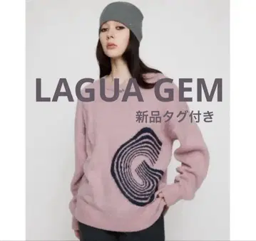 LAGUA GEM 택 포함 새상품 니트 BIG LOGO SHAGGY 핑크
