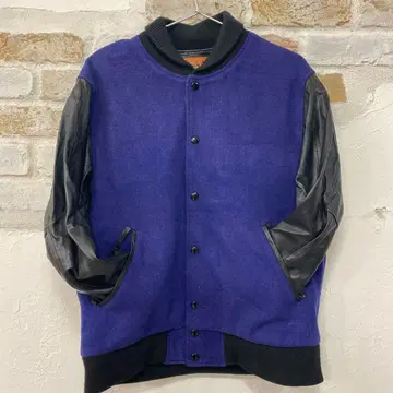새상품급 양가죽 사용 GO west 울 가죽 바시티 자켓 보라색 L