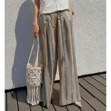 Ameri / 스트라이프 스터드 와이드 팬츠