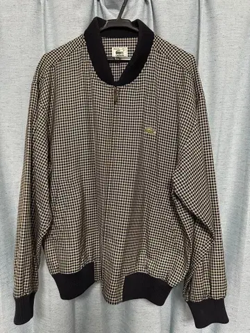 라코스테 블루종 스윙탑 체크 무늬 베이지 새상품급