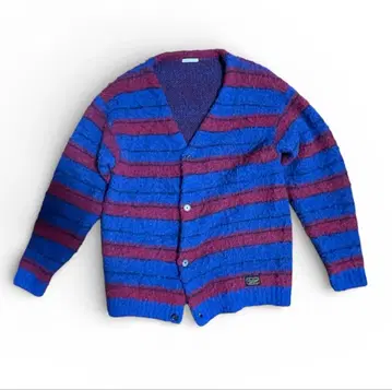 Bayfleece 파랑빨강 스트라이프 가디건 ROCK