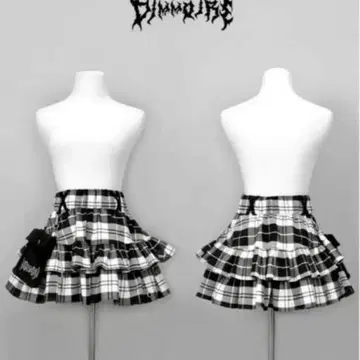 Dimmoire PUNK 프릴 체크 미니 스커트