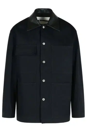 질 샌더 옷깃 가죽 자켓 블랙