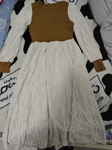 니트 레이스 롱 원피스