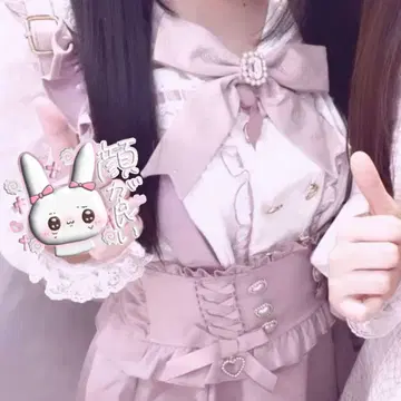 LIZLISA 더블 하트 세일러 블라우스 핑크