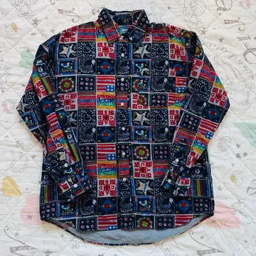 레어 MIKI HOUSE 미키하우스 올 패턴 셔츠 M 레트로 빈티지
