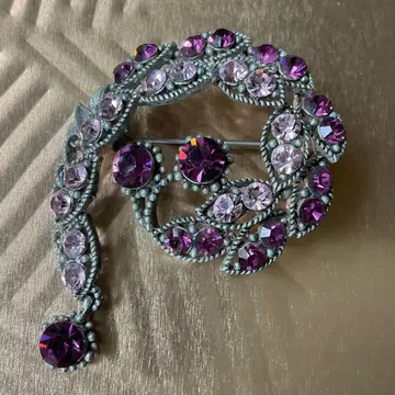 반짝이는 빈티지 브로치 한국 액세서리 실버 퍼플 색상