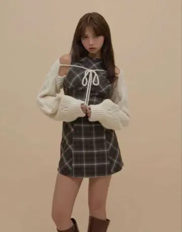 andmary Mimi 체크 세트 미니 드레스