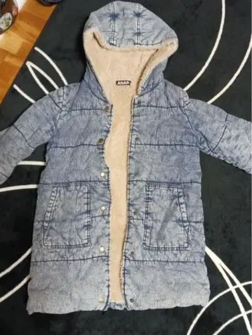 데님 플리스 후드 자켓