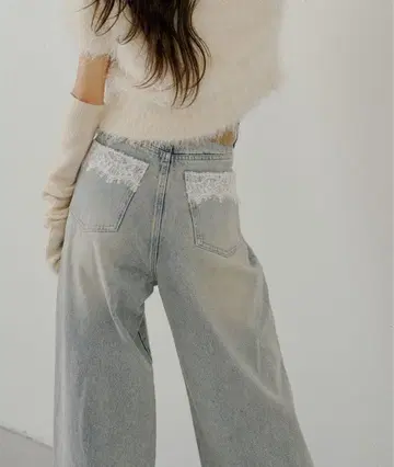 Chico 포켓 레이스 와이드 데님 라이트 블루