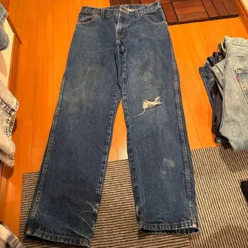 Dickies 인디고 스트레이트 청바지 데미지 있음