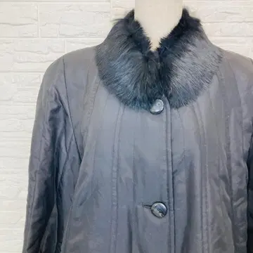 [ 004417 ] ottimo 퍼 부착 롱 코트 블랙