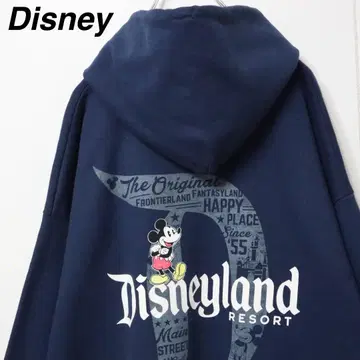 백 프린트 디즈니 파크 헤인즈 후드티 빅 로고 XL 사이즈