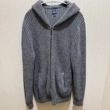Gap 후드 부착 집업 니트 후드티 L 사이즈 그레이