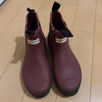 HUNTER 버건디 숏부츠